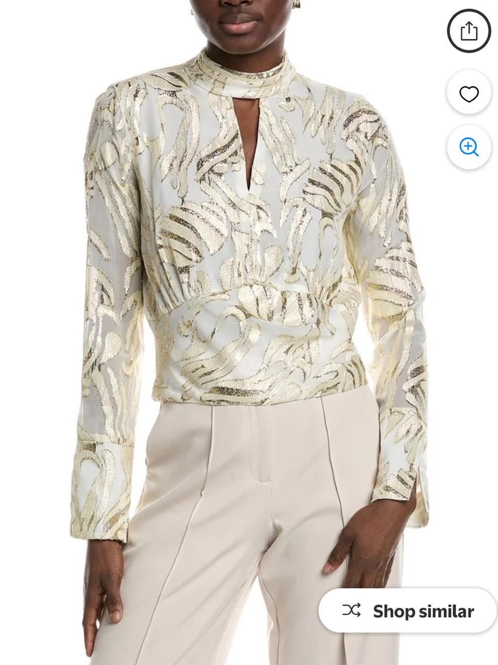 NWT Parker Sz Large Women’s Gold Ivory Keyhole The Piper Top Blouse Top Ret $99!